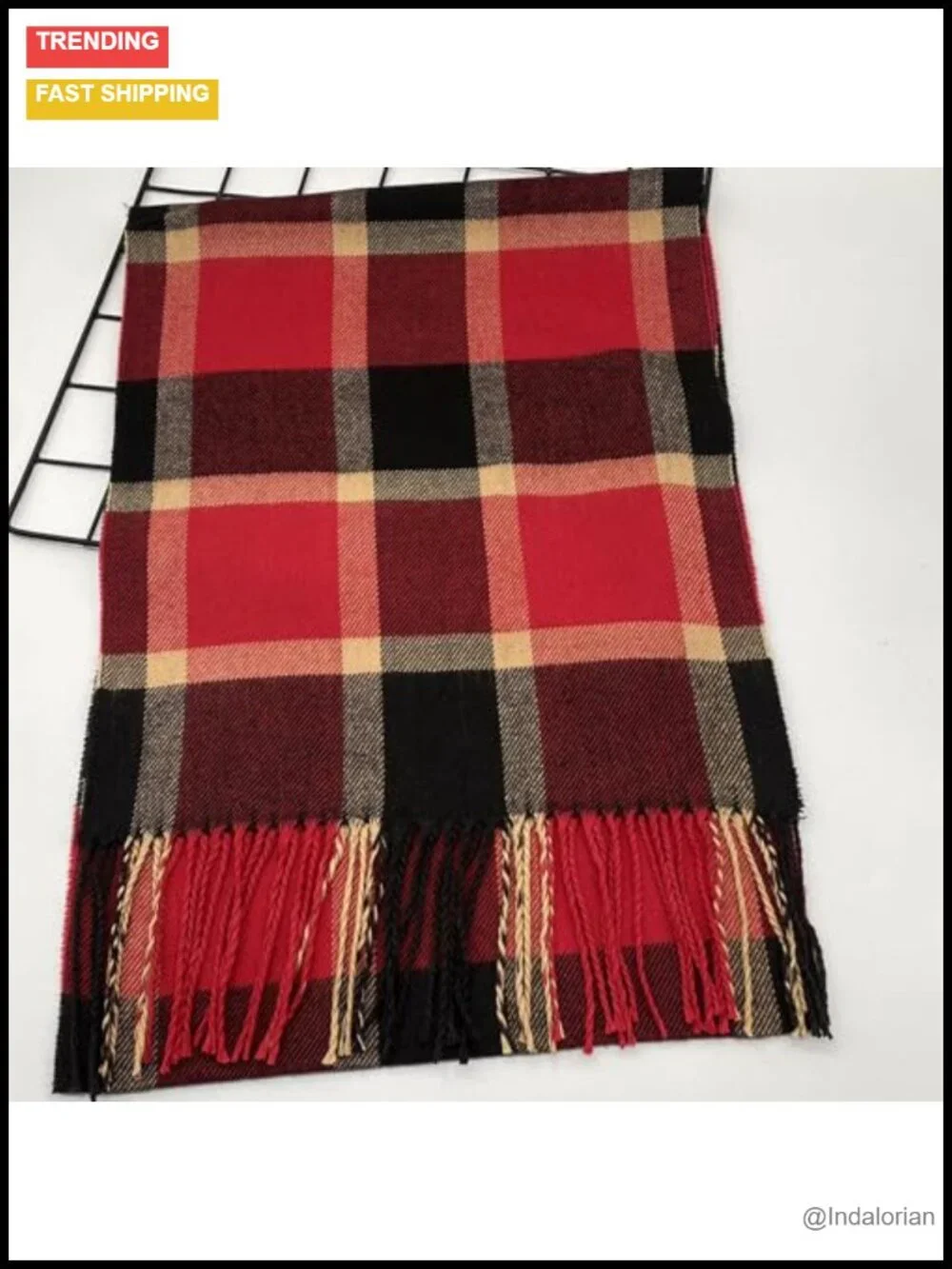 Scottish Plaid Cashmere Feel Polyester Scarf 12x75in